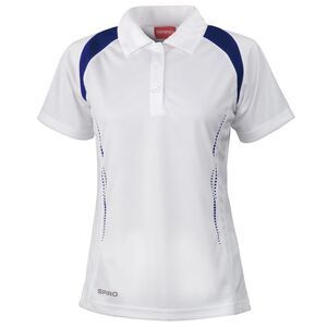 Spiro Womens/Ladies Sports Team Spirit Performance Polo Shirt / White/Navy